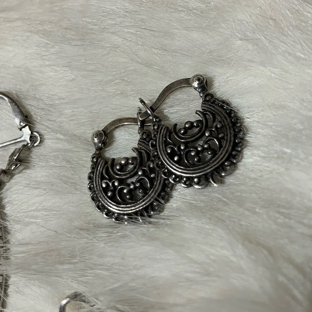 Sterling Silver Earring Lot-3 Pairs
